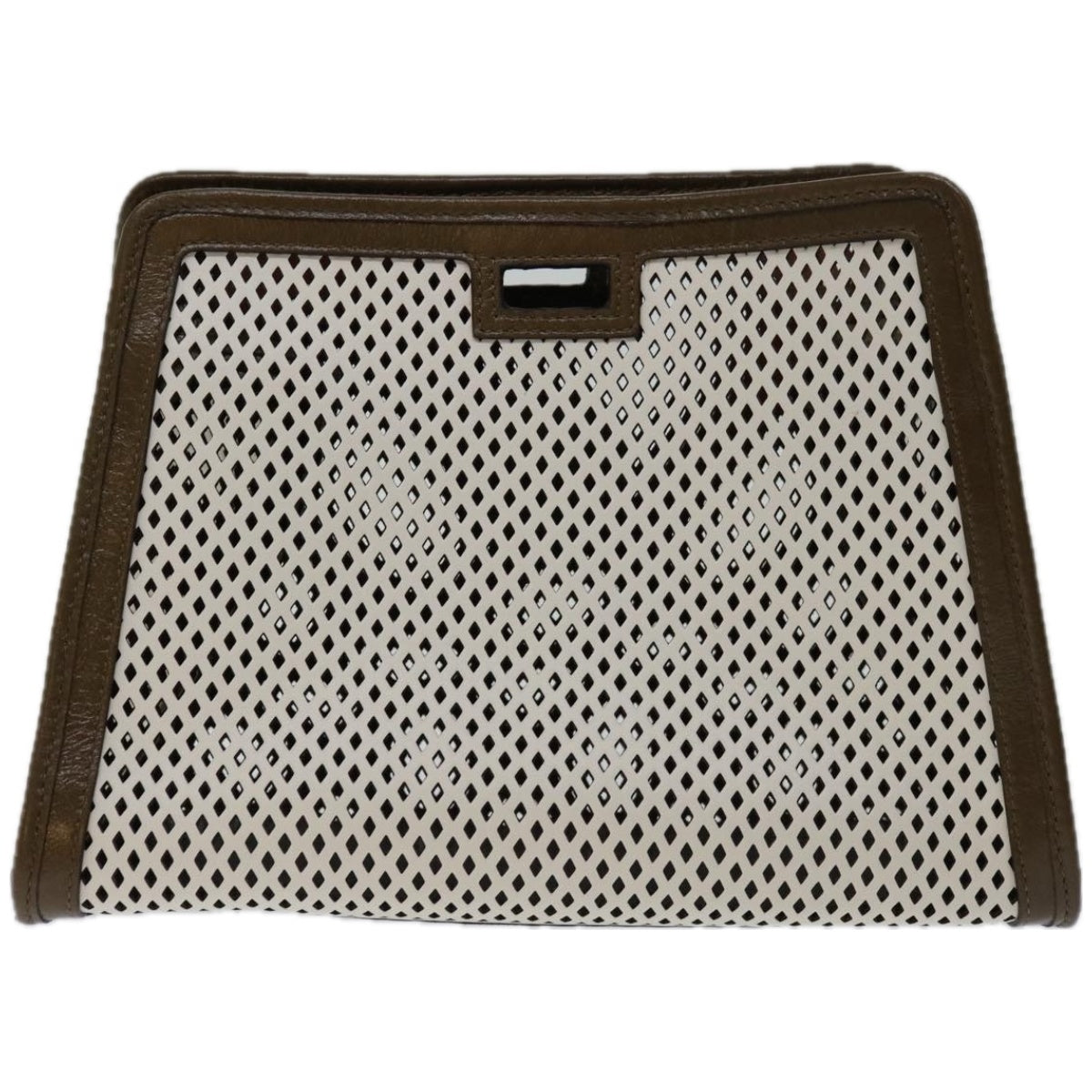 FENDI Mini Peek A Boo Clutch Bag Leather Whitehk1148
