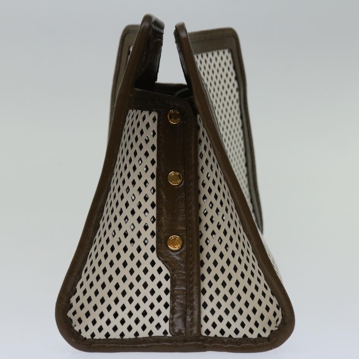 FENDI Mini Peek A Boo Clutch Bag Leather Whitehk1148