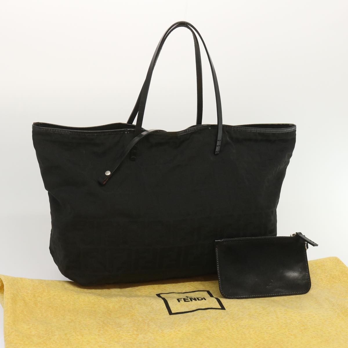 FENDI Zucca Canvas Tote Bag Blackhk1174