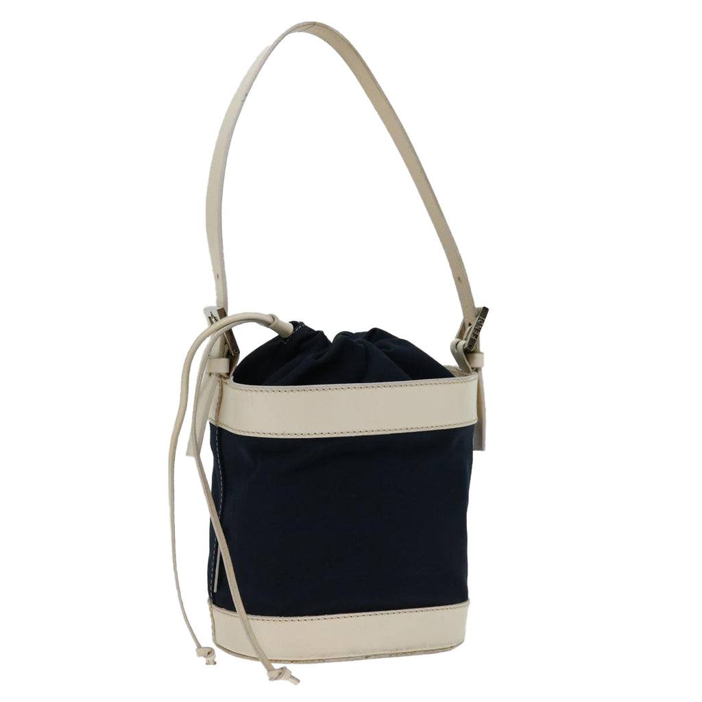 FENDI Hand Bag Canvas Navy Whitehk1190