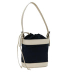 FENDI Hand Bag Canvas Navy Whitehk1190