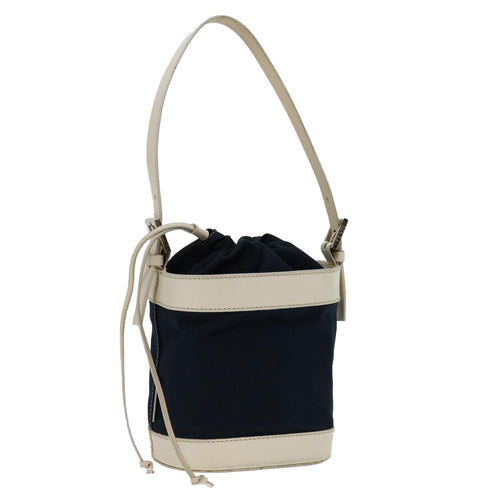 FENDI Hand Bag Canvas Navy Whitehk1190