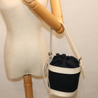 FENDI Hand Bag Canvas Navy Whitehk1190