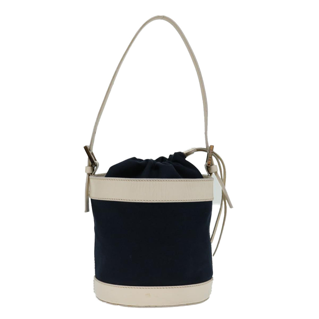 FENDI Hand Bag Canvas Navy Whitehk1190