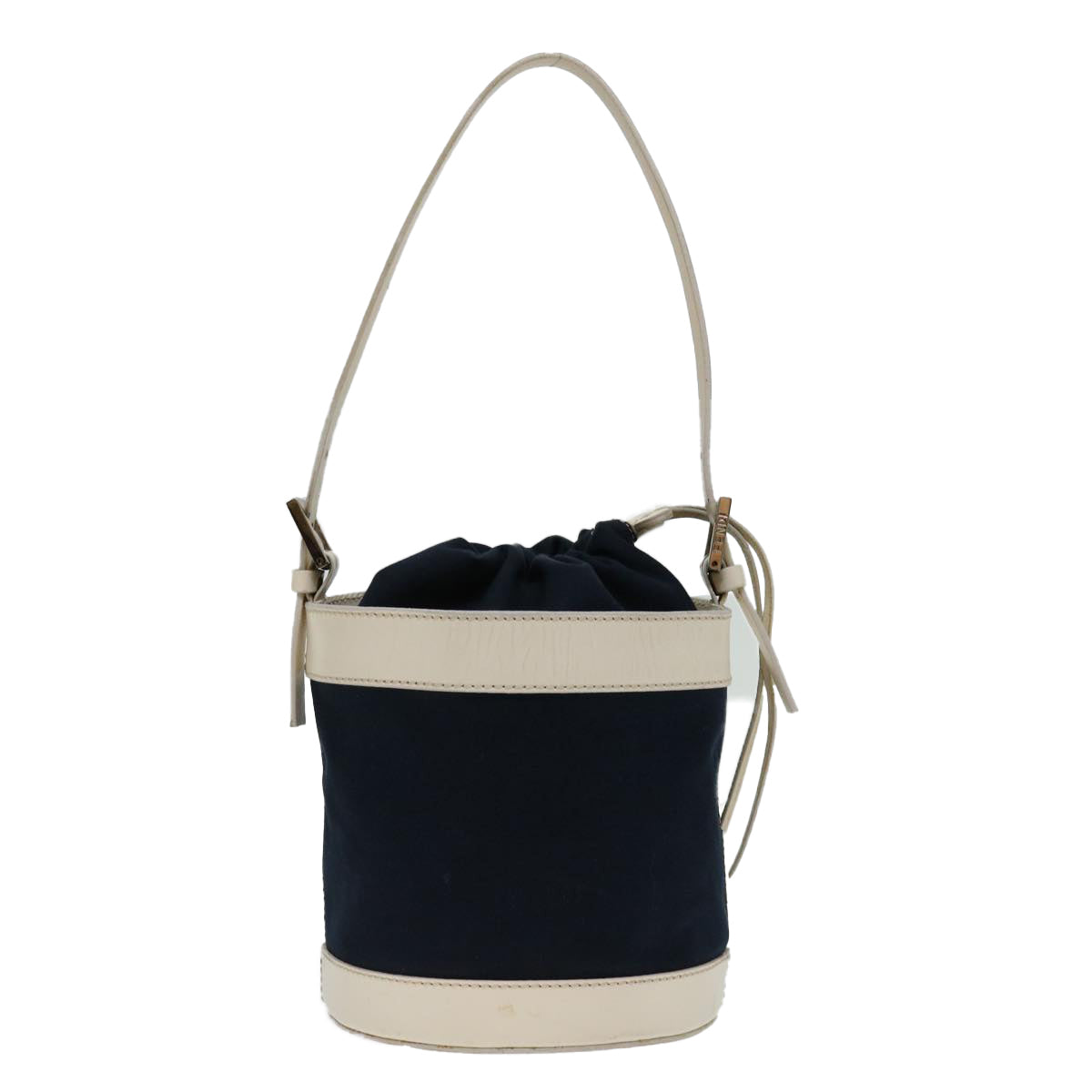 FENDI Hand Bag Canvas Navy Whitehk1190