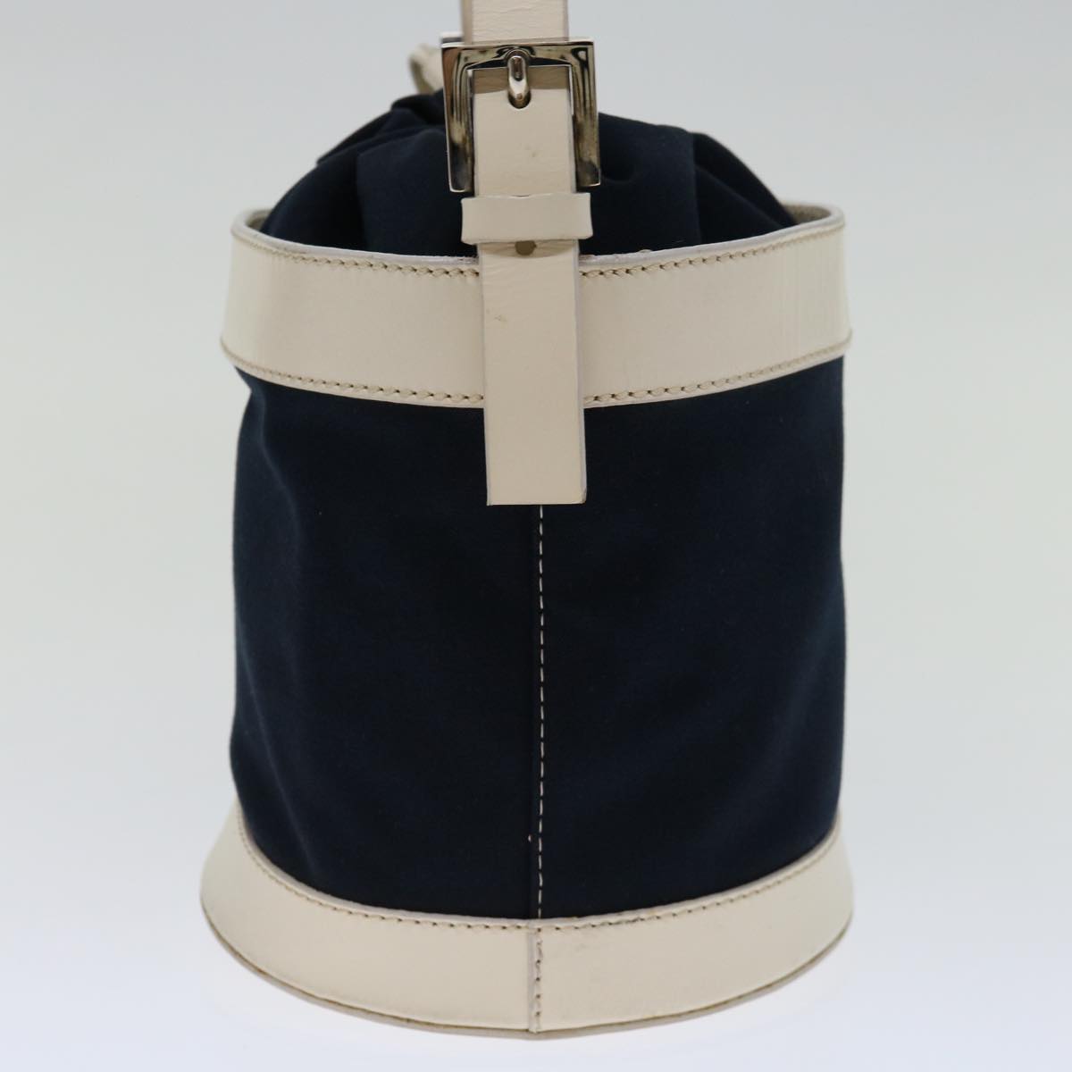 FENDI Hand Bag Canvas Navy Whitehk1190