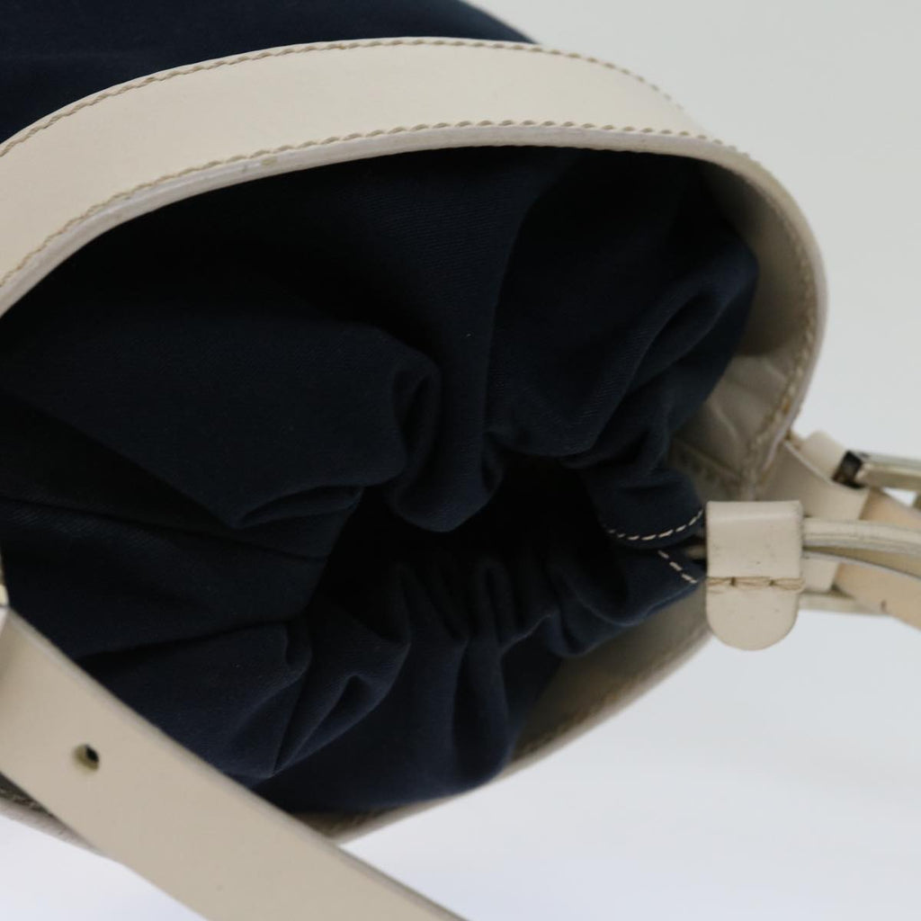 FENDI Hand Bag Canvas Navy Whitehk1190