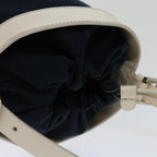 FENDI Hand Bag Canvas Navy Whitehk1190