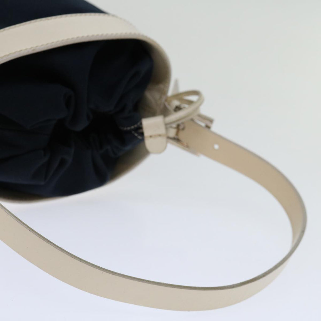 FENDI Hand Bag Canvas Navy Whitehk1190