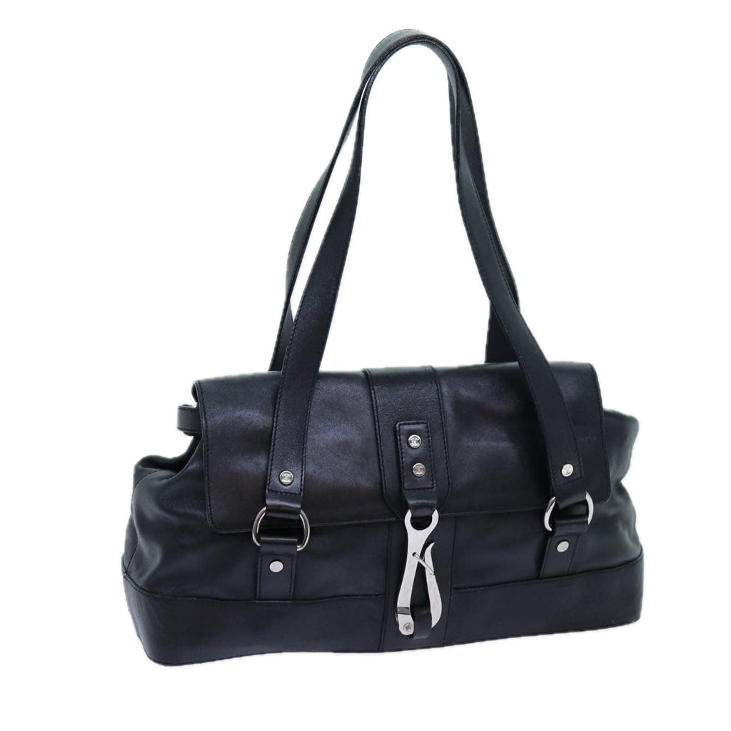 CELINE Shoulder Bag Leather Black  hk1202