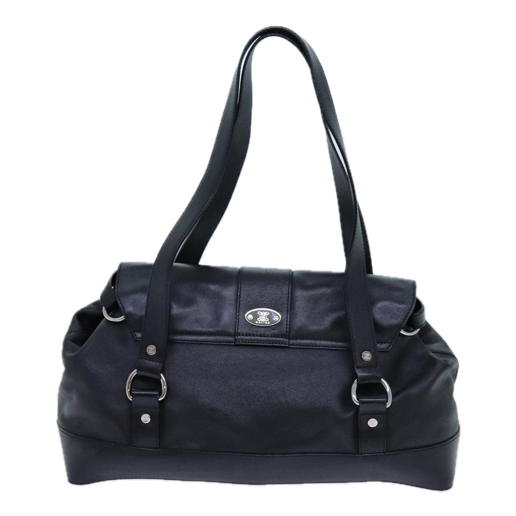 CELINE Shoulder Bag Leather Black  hk1202