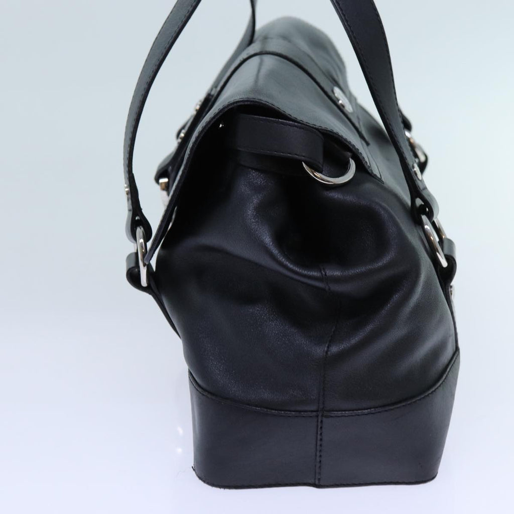 CELINE Shoulder Bag Leather Black  hk1202
