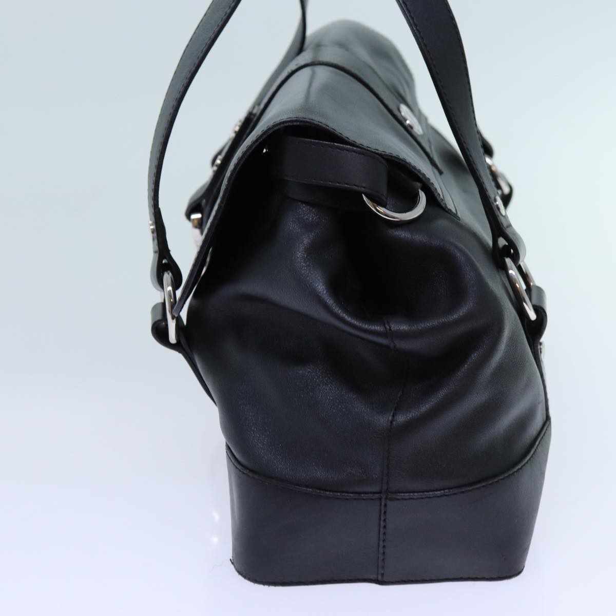 CELINE Shoulder Bag Leather Black  hk1202