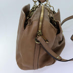 CELINE Elsie Hand Bag Leather 2way Beige  hk1217