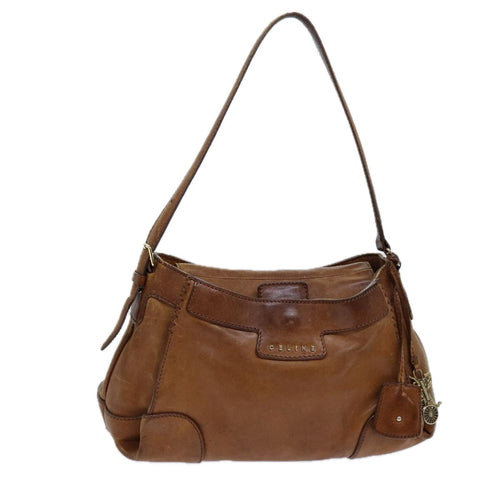 CELINE Shoulder Bag Leather Brown  hk1239