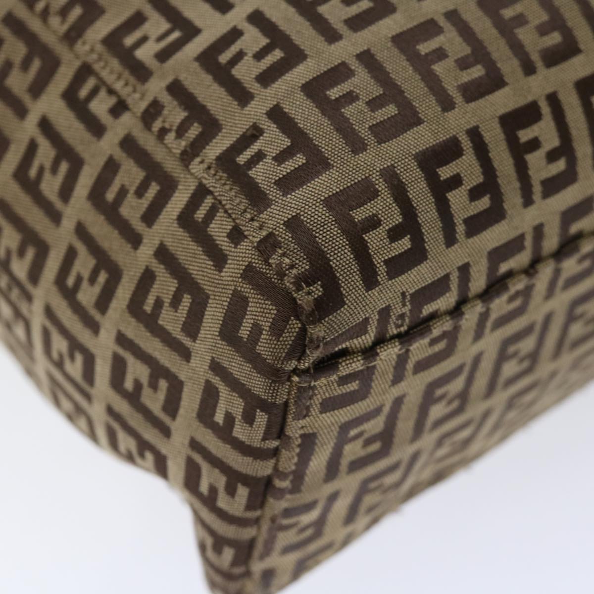 FENDI Zucchino Canvas Hand Bag Nylon Beigehk1256