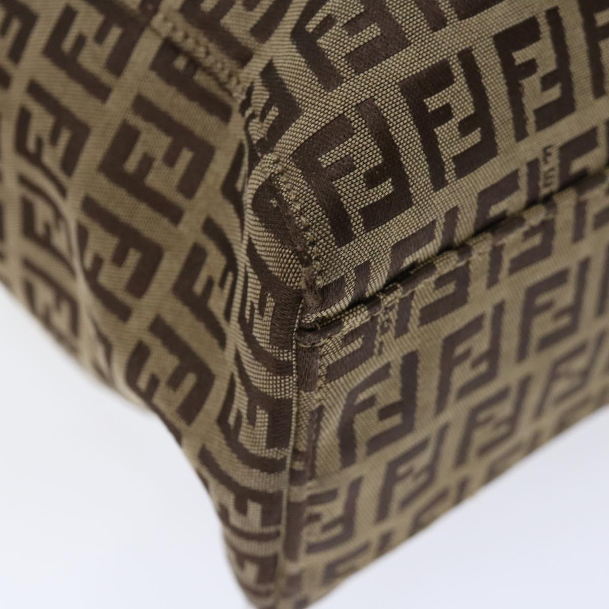 FENDI Zucchino Canvas Hand Bag Nylon Beigehk1256