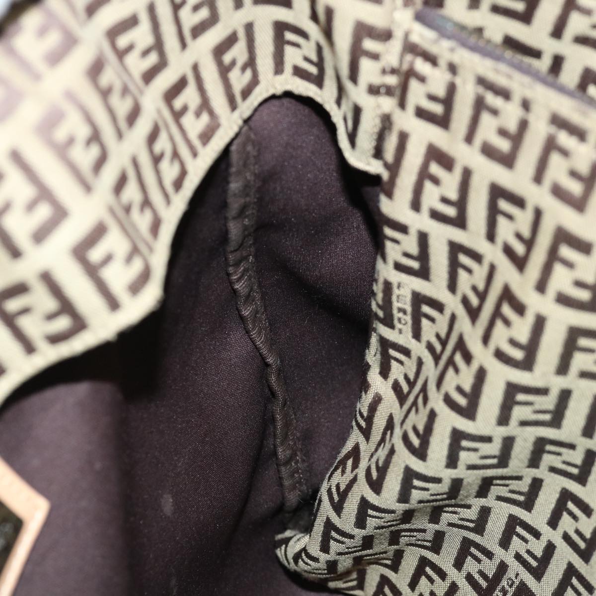 FENDI Zucchino Canvas Hand Bag Nylon Beigehk1256