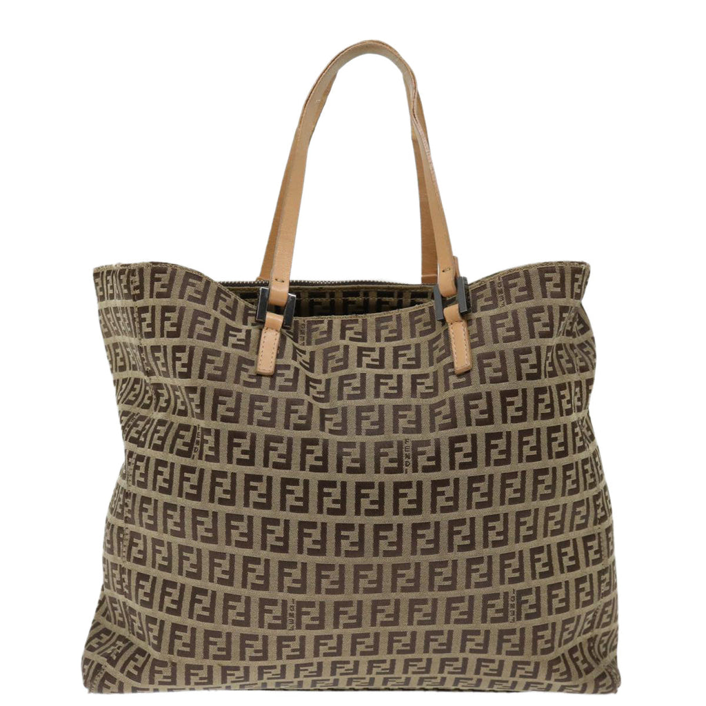FENDI Zucchino Canvas Hand Bag Nylon Beigehk1256