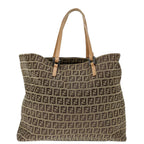 FENDI Zucchino Canvas Hand Bag Nylon Beigehk1256
