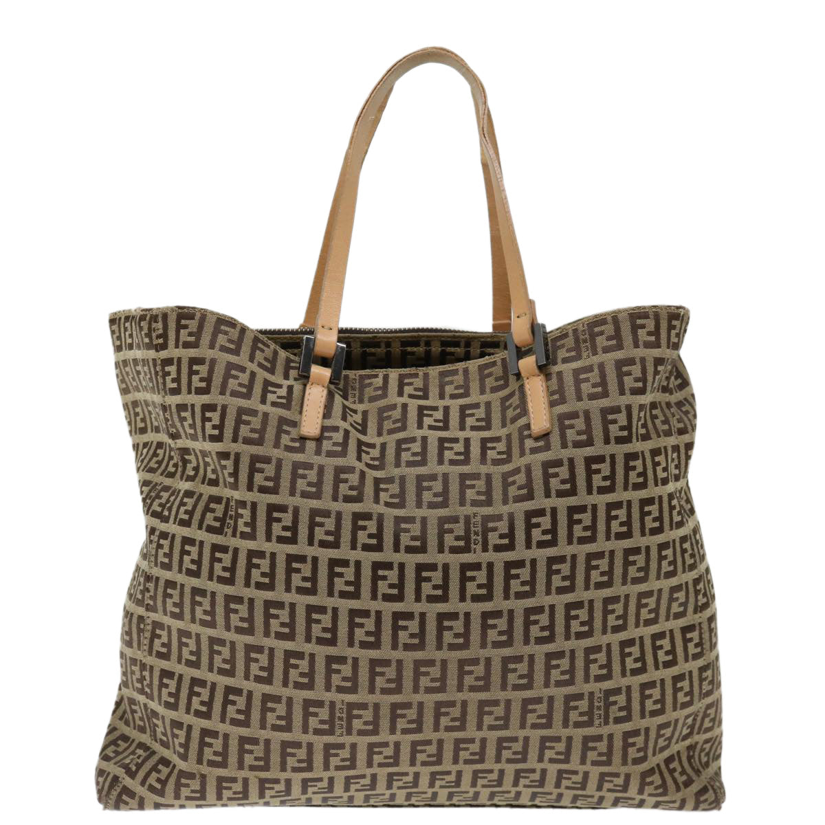 FENDI Zucchino Canvas Hand Bag Nylon Beigehk1256