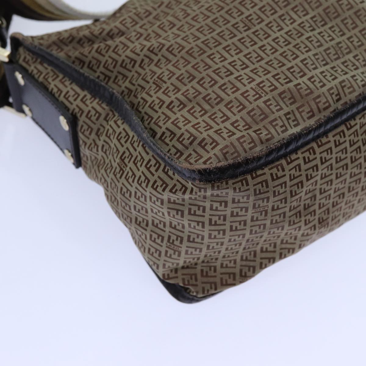 FENDI Zucchino Canvas Shoulder Bag Nylon Beigehk1267