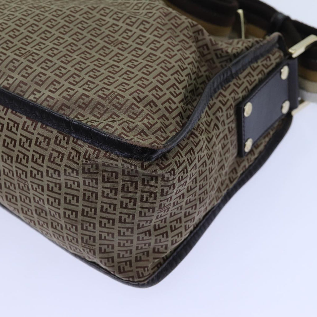 FENDI Zucchino Canvas Shoulder Bag Nylon Beigehk1267