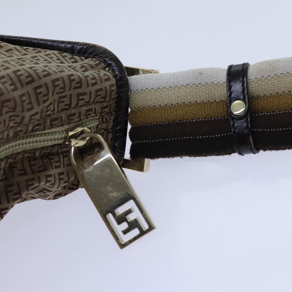 FENDI Zucchino Canvas Shoulder Bag Nylon Beigehk1267