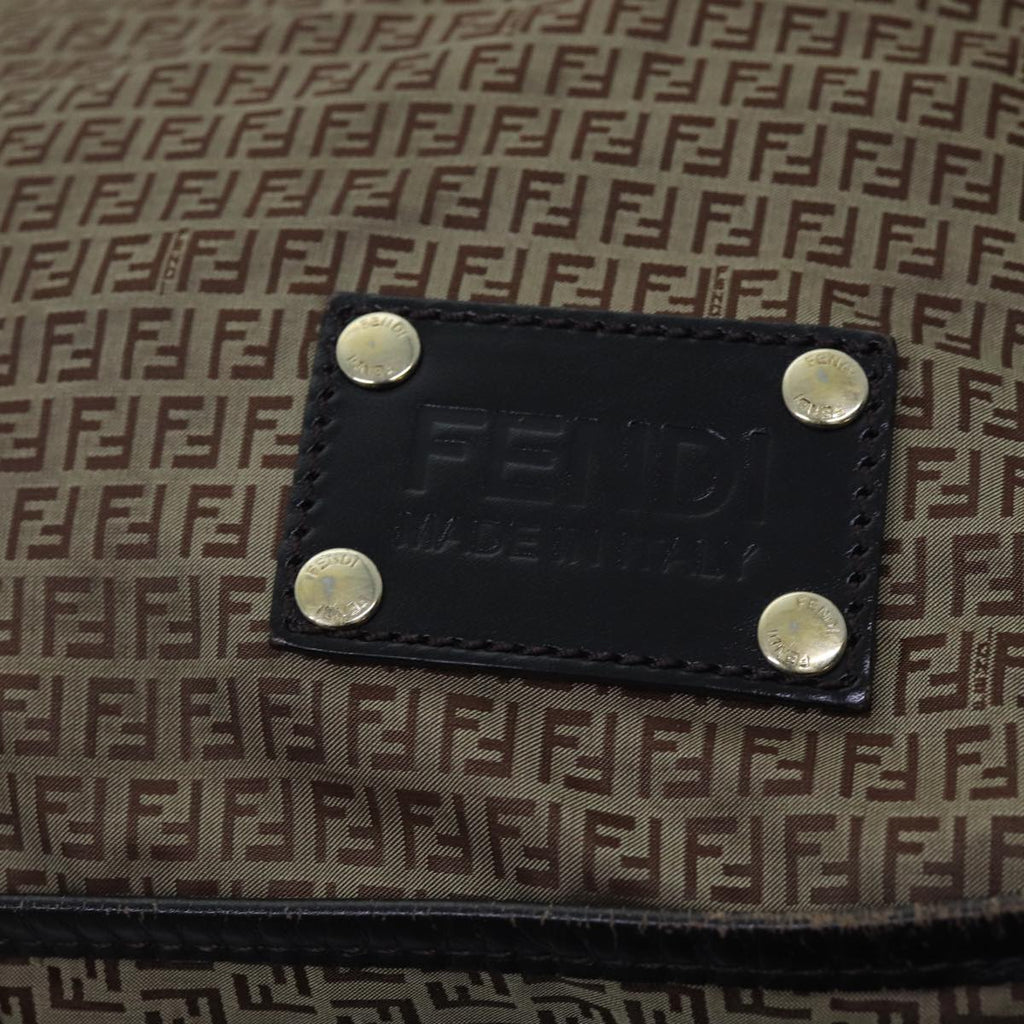 FENDI Zucchino Canvas Shoulder Bag Nylon Beigehk1267