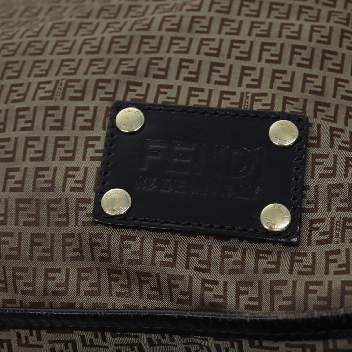FENDI Zucchino Canvas Shoulder Bag Nylon Beigehk1267