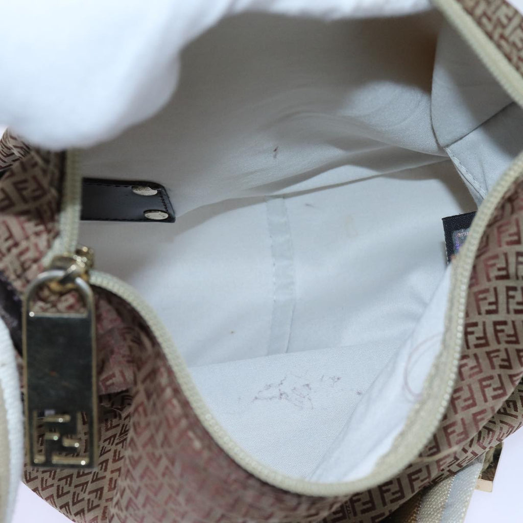FENDI Zucchino Canvas Shoulder Bag Nylon Beigehk1267