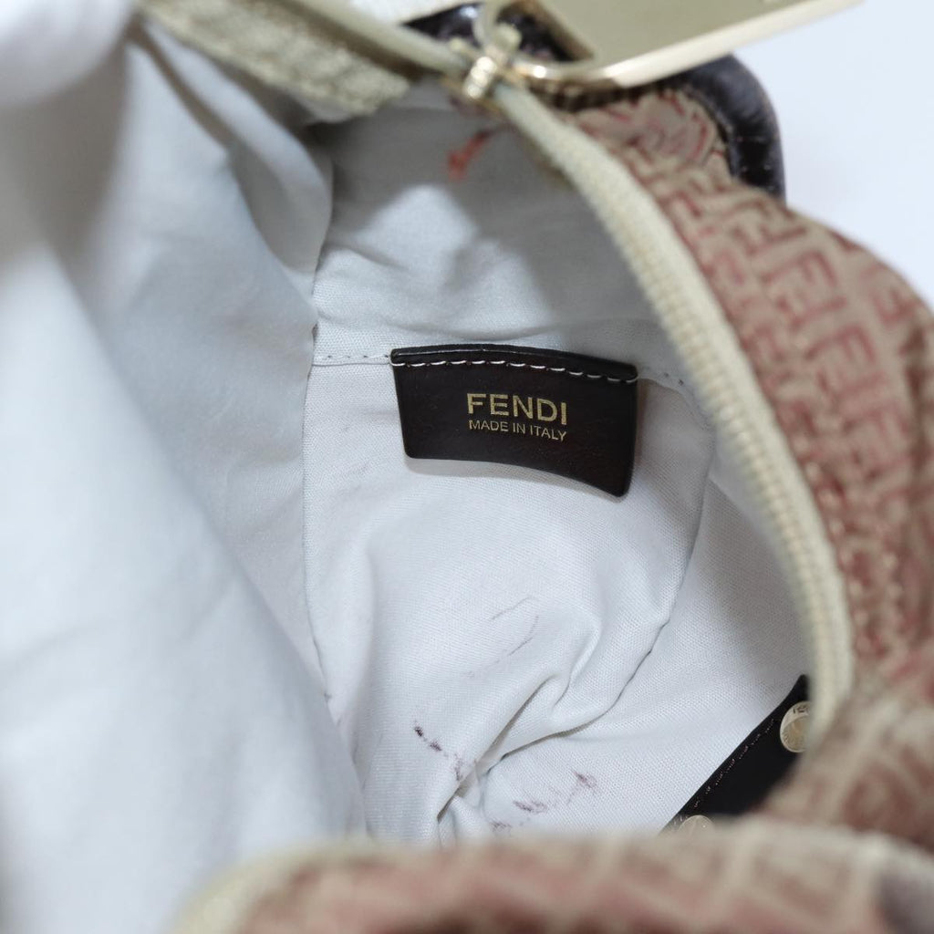 FENDI Zucchino Canvas Shoulder Bag Nylon Beigehk1267