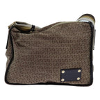 FENDI Zucchino Canvas Shoulder Bag Nylon Beigehk1267
