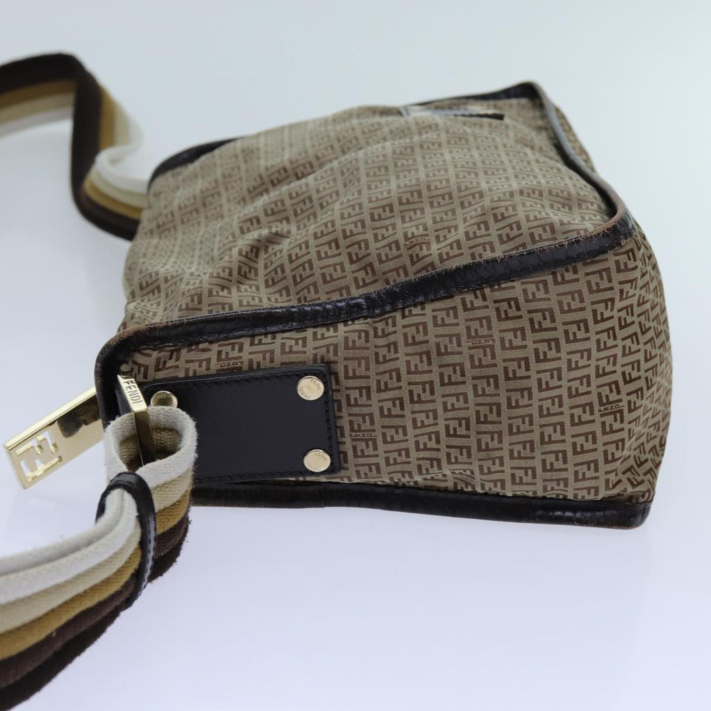 FENDI Zucchino Canvas Shoulder Bag Nylon Beigehk1267