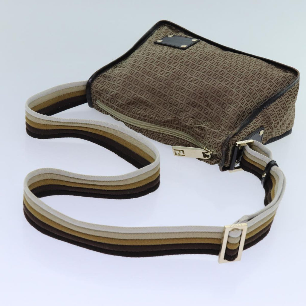 FENDI Zucchino Canvas Shoulder Bag Nylon Beigehk1267