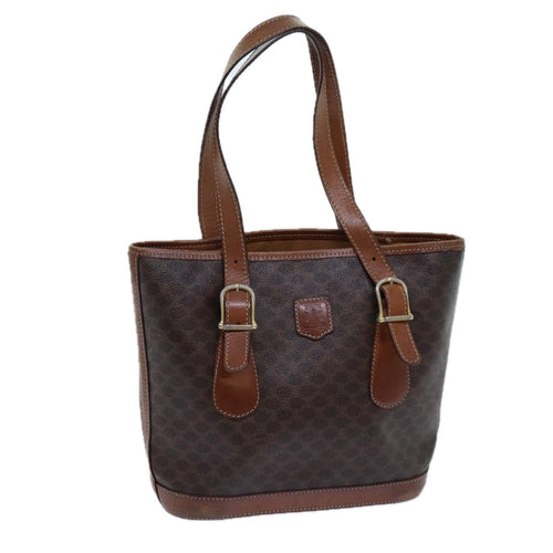 CELINE Macadam Canvas Shoulder Bag PVC Brown Auth hk1270