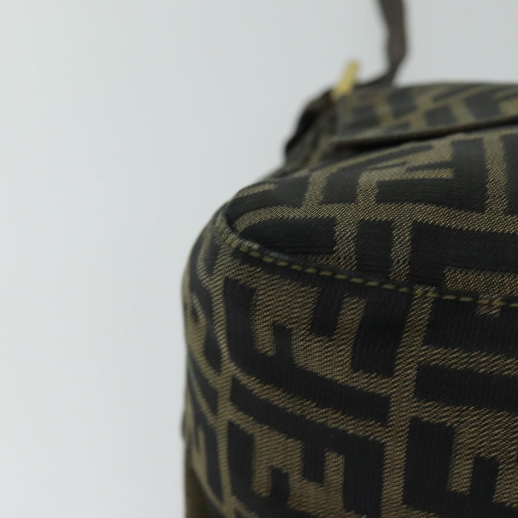 FENDI Zucca Canvas Mamma Baguette Shoulder Bag Black Brownhk1297