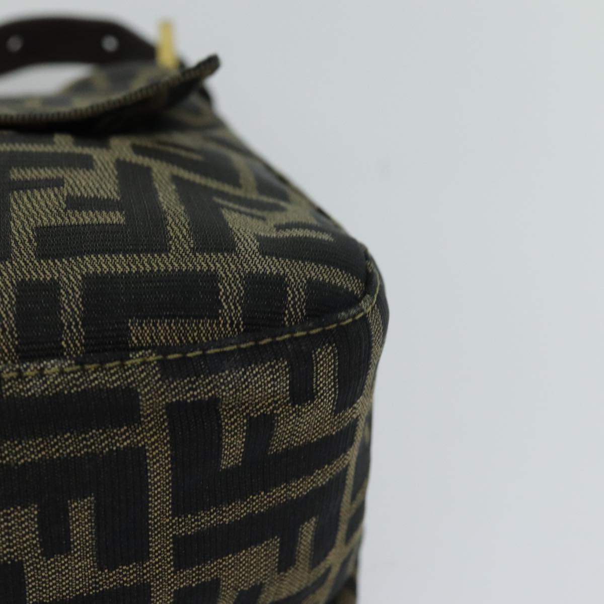 FENDI Zucca Canvas Mamma Baguette Shoulder Bag Black Brownhk1297