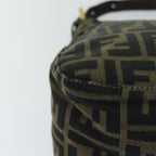 FENDI Zucca Canvas Mamma Baguette Shoulder Bag Black Brownhk1297