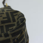 FENDI Zucca Canvas Mamma Baguette Shoulder Bag Black Brownhk1297