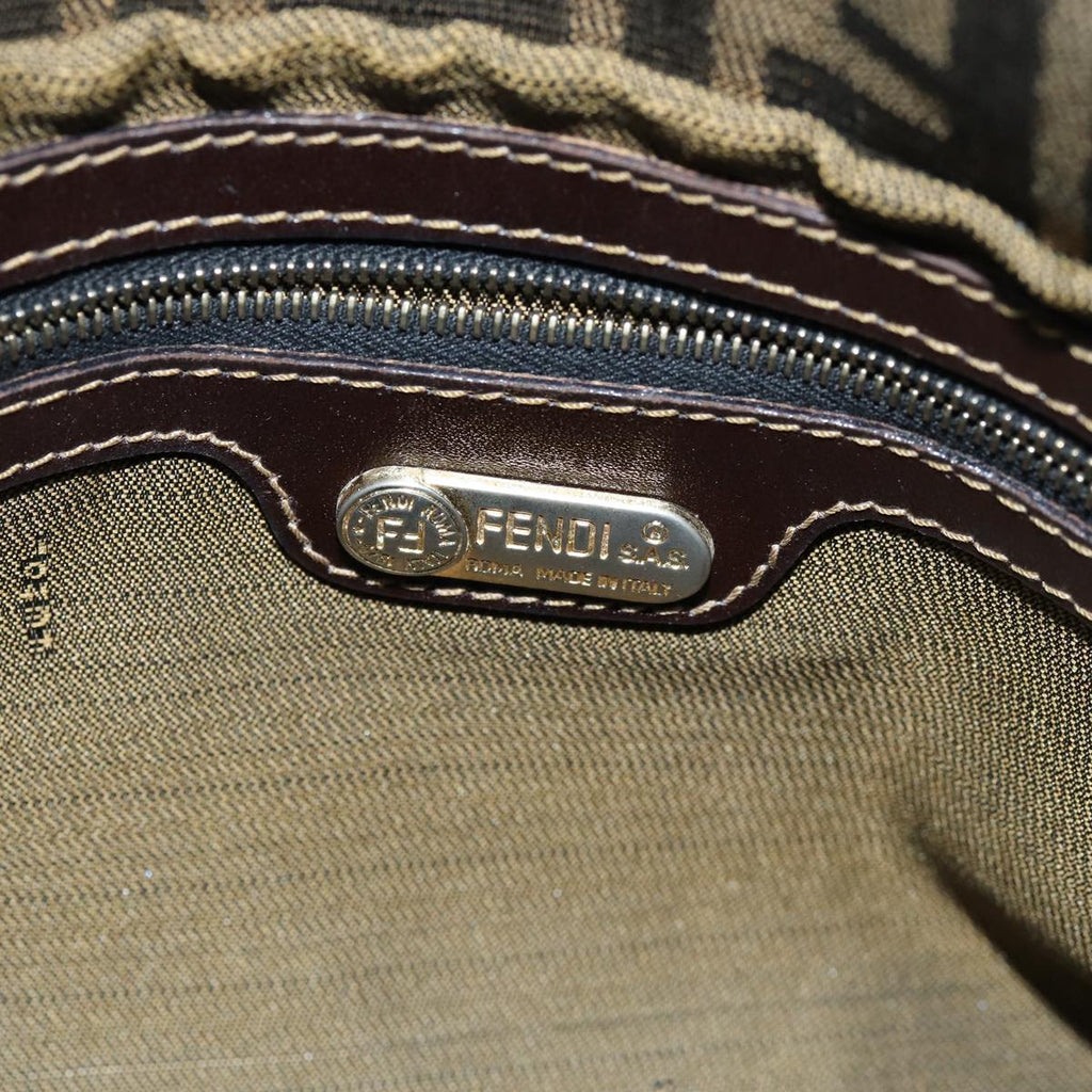 FENDI Zucca Canvas Mamma Baguette Shoulder Bag Black Brownhk1297