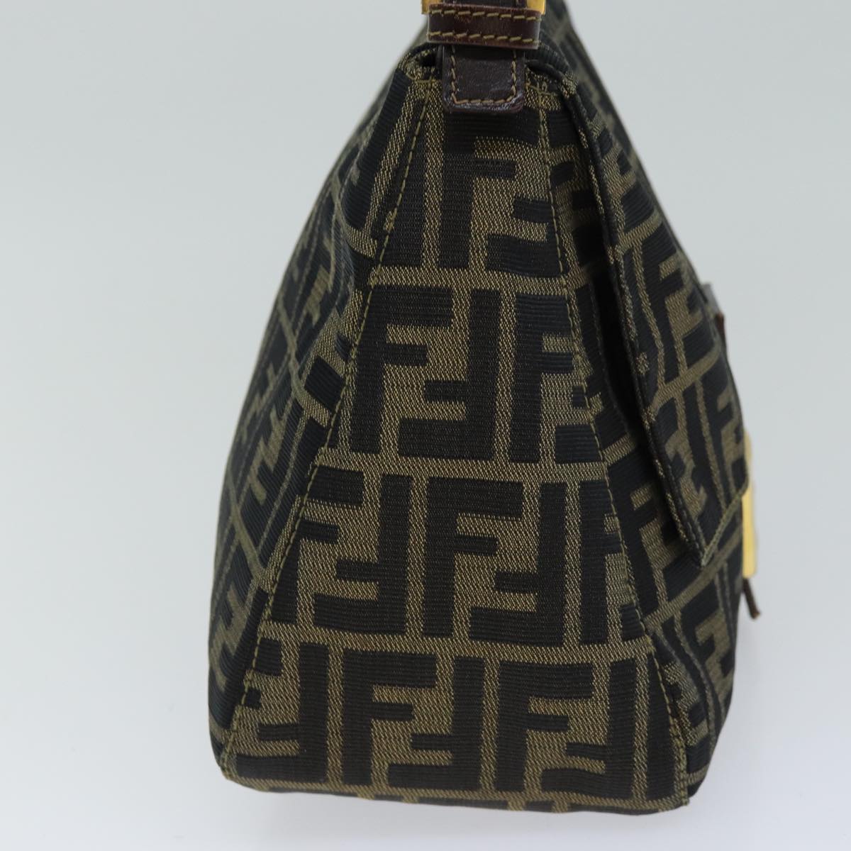 FENDI Zucca Canvas Mamma Baguette Shoulder Bag Black Brownhk1297