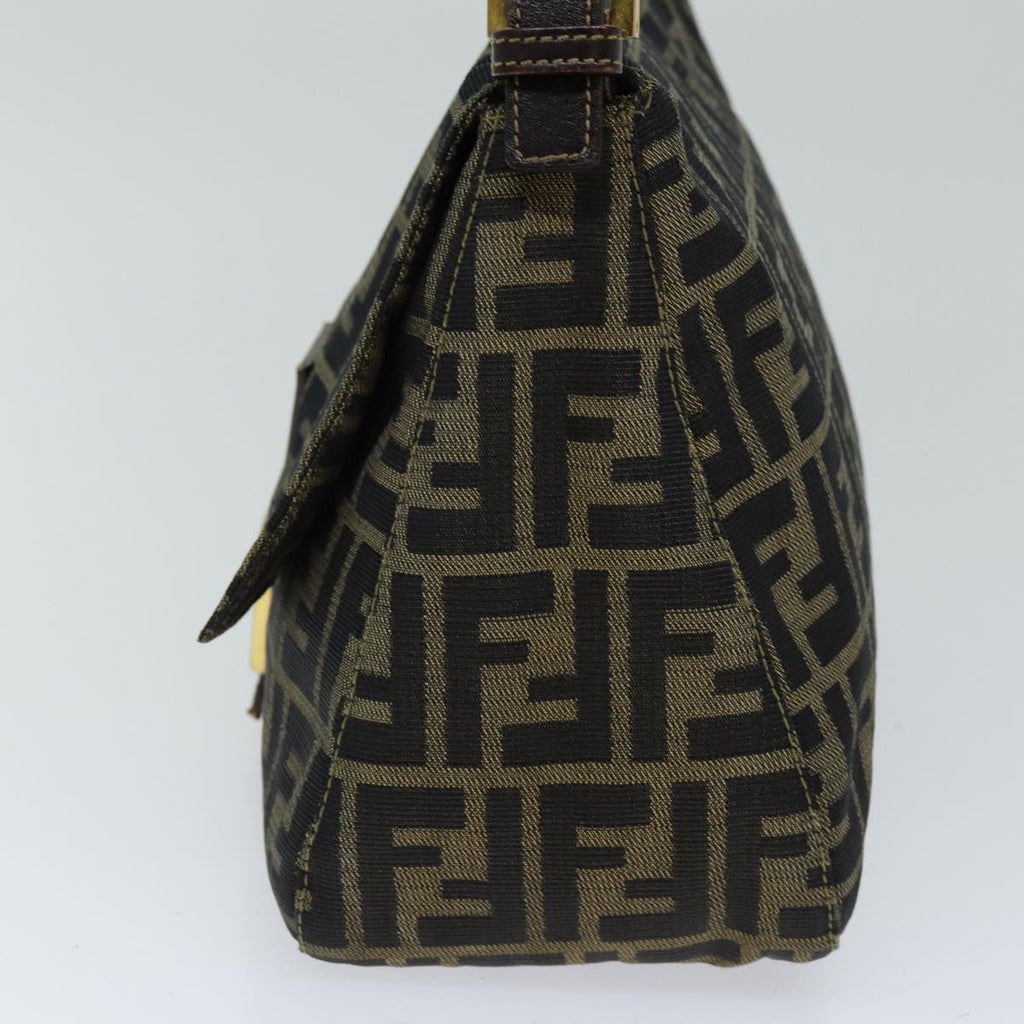 FENDI Zucca Canvas Mamma Baguette Shoulder Bag Black Brownhk1297