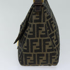 FENDI Zucca Canvas Mamma Baguette Shoulder Bag Black Brownhk1297