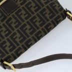 FENDI Zucca Canvas Mamma Baguette Shoulder Bag Black Brownhk1297