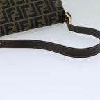 FENDI Zucca Canvas Mamma Baguette Shoulder Bag Black Brownhk1297