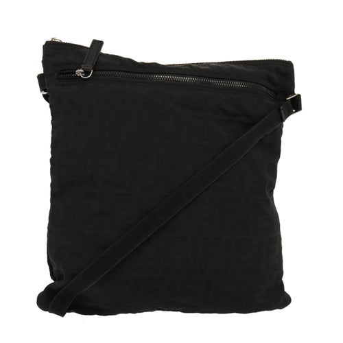 FENDI Zucca Canvas Shoulder Bag Blackhk1299