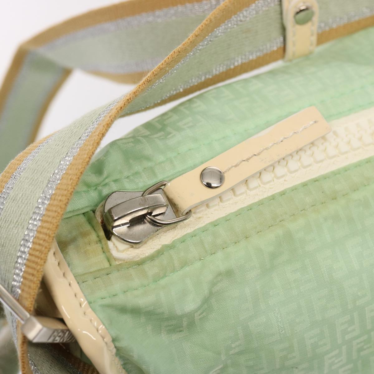 FENDI Zucchino Canvas Shoulder Bag Nylon Greenhk1304