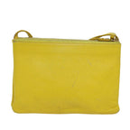 CELINE Trio Shoulder Bag Leather Yellow Auth hk1472