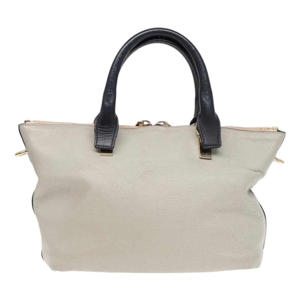 Chloe Bailey Hand Bag Leather 2way Navy Gray gold hk1582